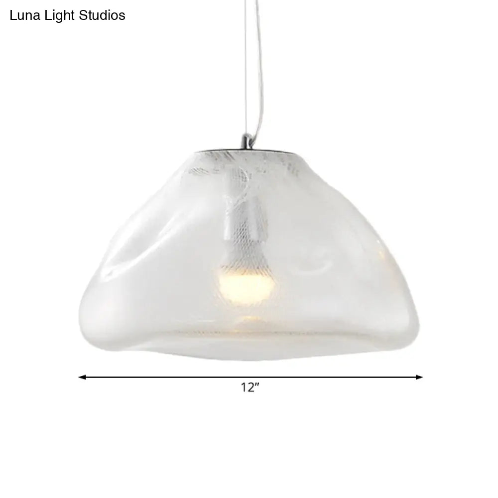 Modern Irregular Glass Pendant Light Silver/Red/Blue 1-Light 8/12 Wide Ideal For Living Room Ceiling