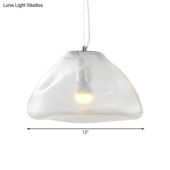 Modern Irregular Glass Pendant Light Silver/Red/Blue 1-Light 8/12 Wide Ideal For Living Room Ceiling