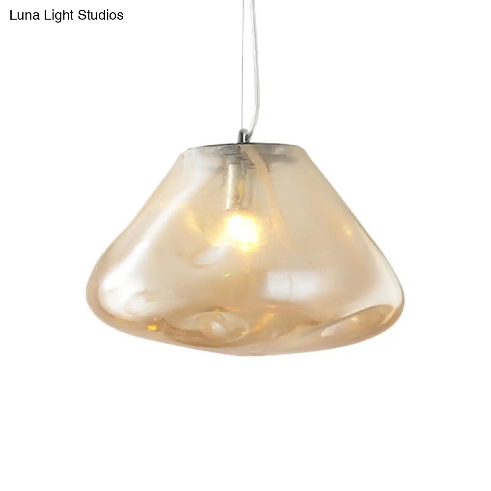 Modern Irregular Glass Pendant Light Silver/Red/Blue 1-Light 8/12 Wide Ideal For Living Room Ceiling