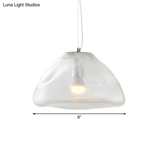 Modern Irregular Glass Pendant Light Silver/Red/Blue 1-Light 8/12 Wide Ideal For Living Room Ceiling