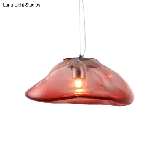 Modern Glass Pendant Light - Irregular Melt Design Silver/Red/Blue Living Room Ceiling 8’/12’ Wide