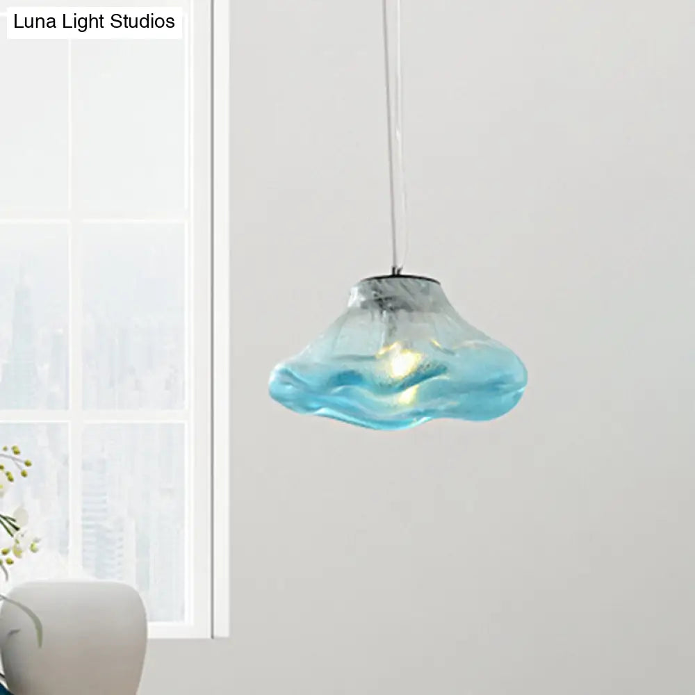 Modern Glass Pendant Light - Irregular Melt Design Silver/Red/Blue Living Room Ceiling 8’/12’ Wide