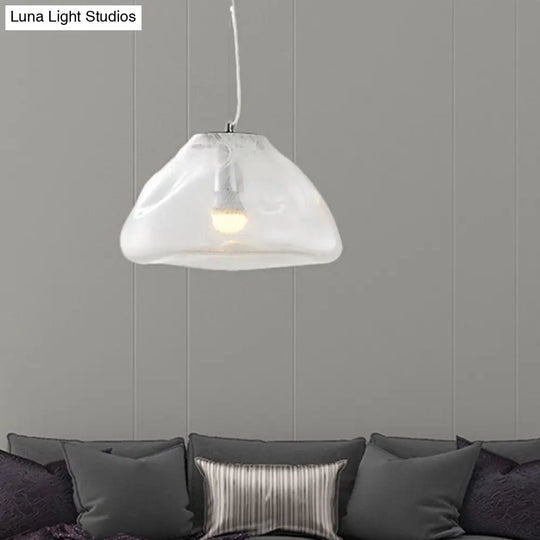 Modern Irregular Glass Pendant Light Silver/Red/Blue 1-Light 8/12 Wide Ideal For Living Room Ceiling