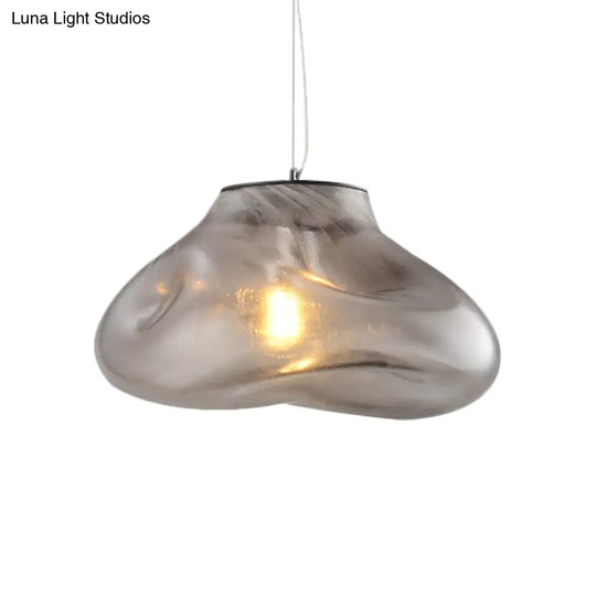 Modern Glass Pendant Light - Irregular Melt Design Silver/Red/Blue Living Room Ceiling 8’/12’ Wide