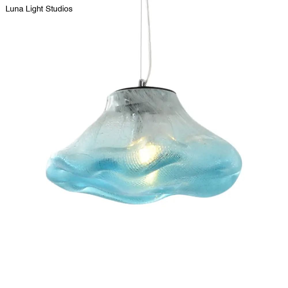 Modern Glass Pendant Light - Irregular Melt Design Silver/Red/Blue Living Room Ceiling 8’/12’ Wide