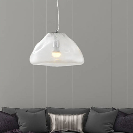 Modern Glass Pendant Light - Irregular Melt Design Silver/Red/Blue Living Room Ceiling 8’/12’