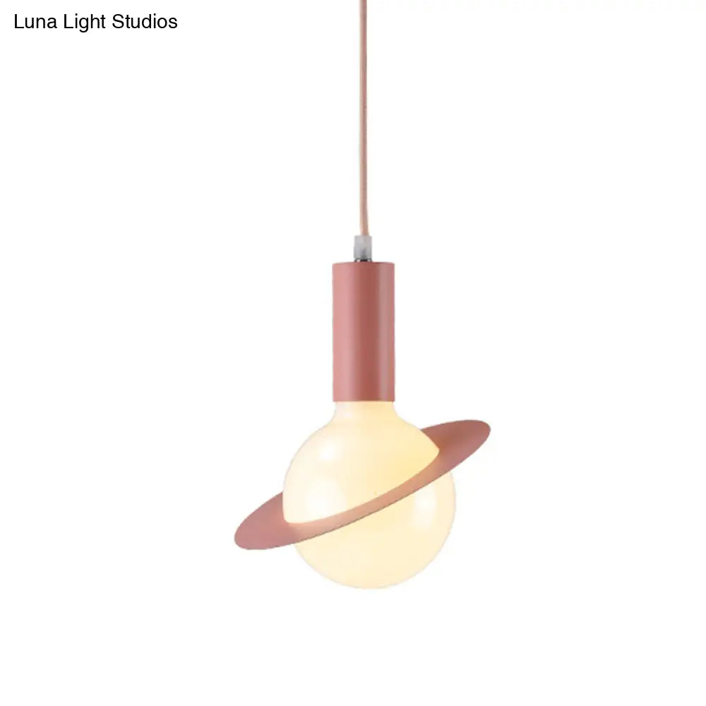 1 Light Glass Shade Pendant Set - Post-Modern Pink/Blue/Green Dining Room Hanging Lamp