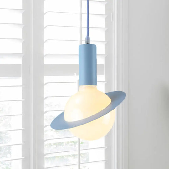 Modern Glass Pendant Light With Colorful Shades - Ideal For Dining Room Décor Blue