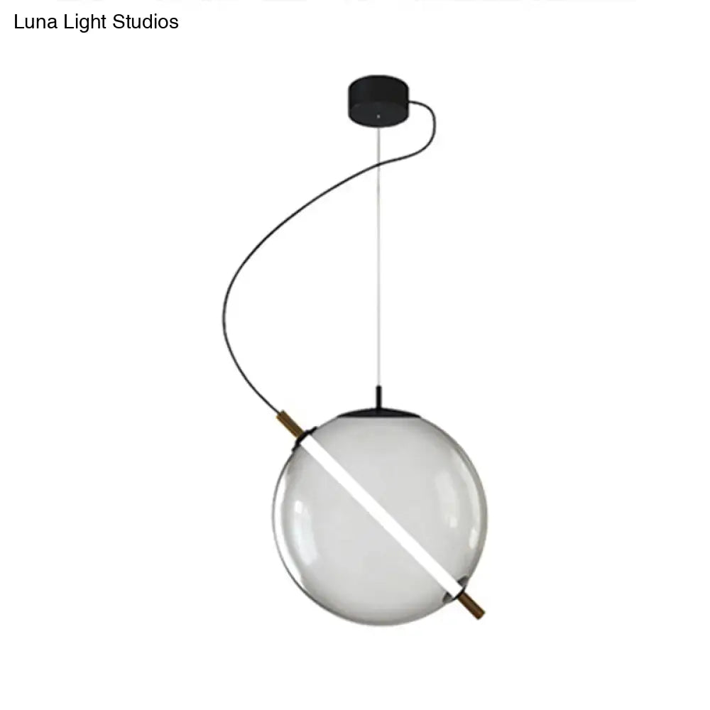 Modern Glass Globe Led Pendant Light For Stylish Kitchens Smoke Gray / 12