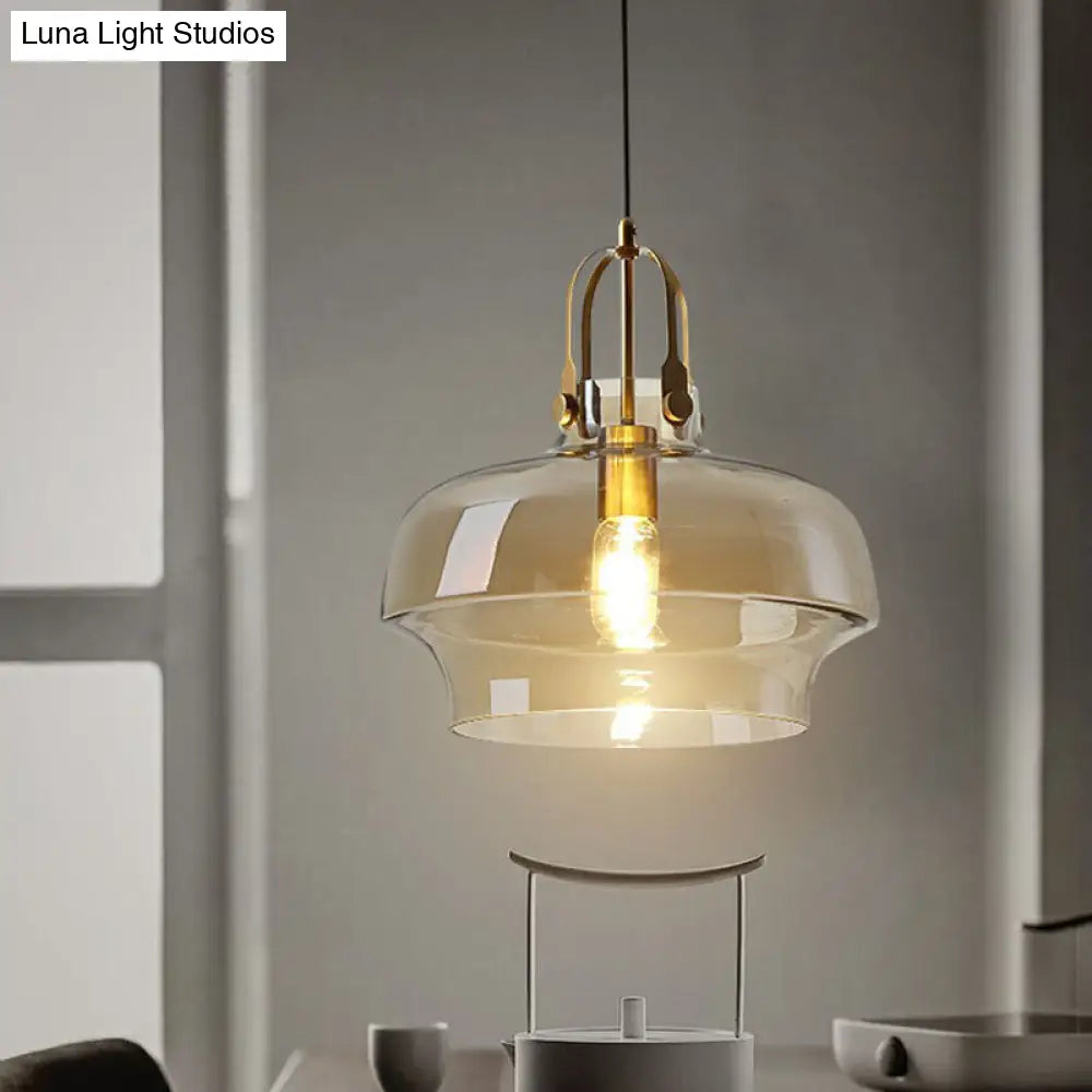 Postmodern Glass Pot-Shaped Pendant Ceiling Light For Dining Room