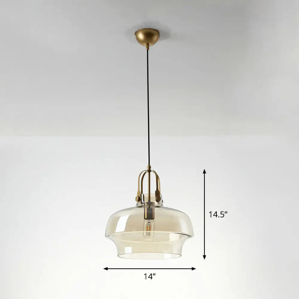 Modern Glass Pot-Shaped Pendant Light For Dining Room Ceiling Cognac