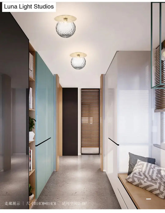 Modern Glass Semi-Flush Chandelier: 1-Light Ceiling Mount Fixture For Hallway
