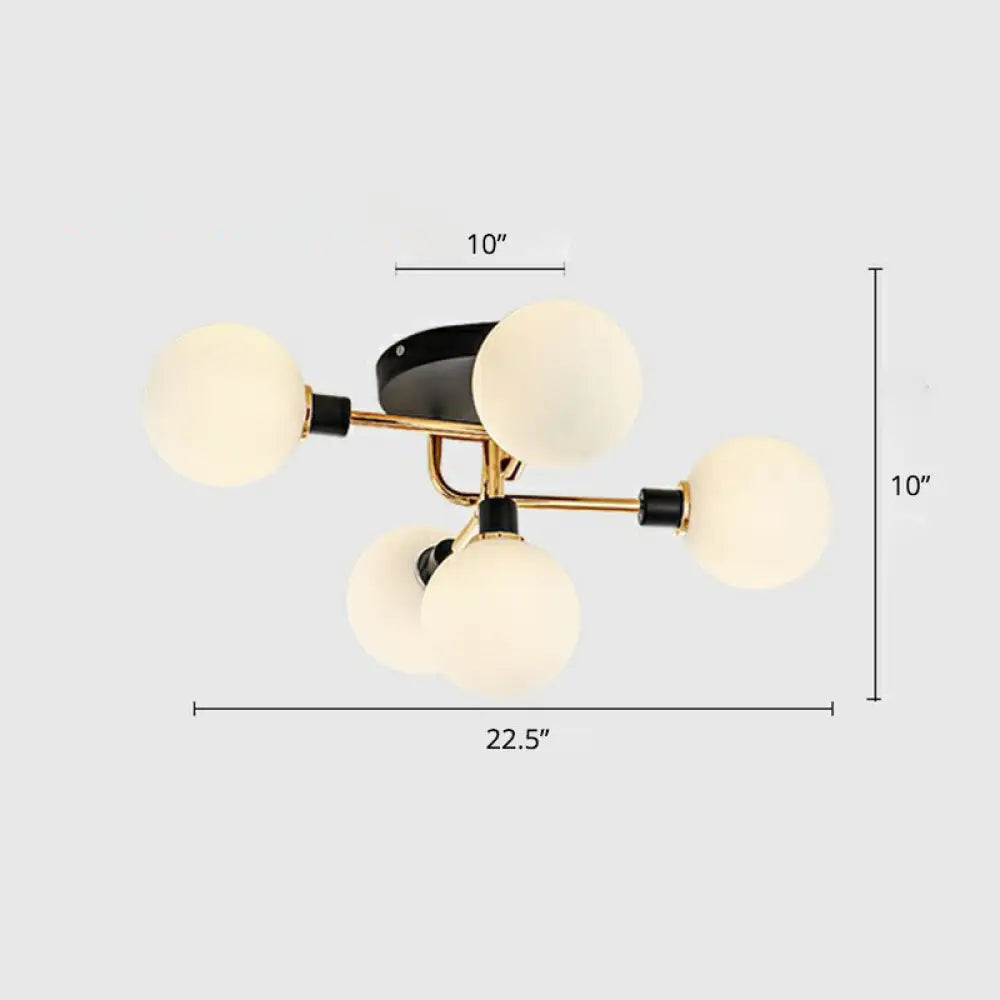 Modern Glass Semi Flush Mount Ceiling Light Fixture - Bubbles Black Finish Bedroom Lighting 5 /