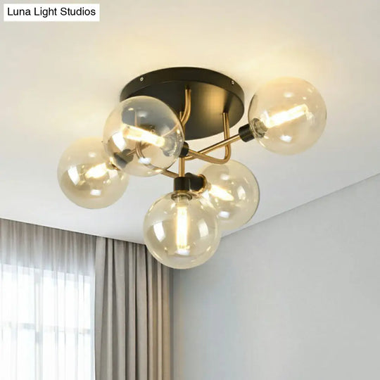 Modern Glass Semi Flush Mount Ceiling Light Fixture - Bubbles Black Finish Bedroom Lighting