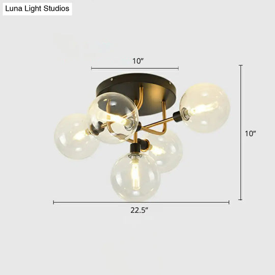 Modern Glass Semi Flush Mount Ceiling Light Fixture - Bubbles Black Finish Bedroom Lighting 5 /