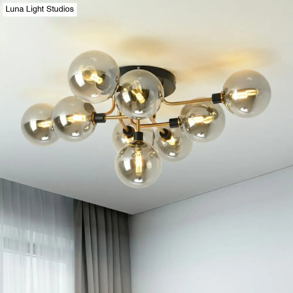 Modern Glass Semi Flush Mount Ceiling Light Fixture - Bubbles Black Finish Bedroom Lighting
