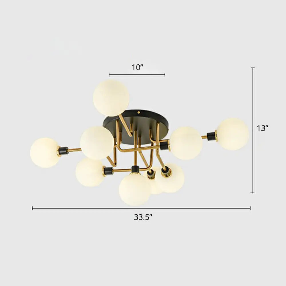 Modern Glass Semi Flush Mount Ceiling Light Fixture - Bubbles Black Finish Bedroom Lighting 9 /