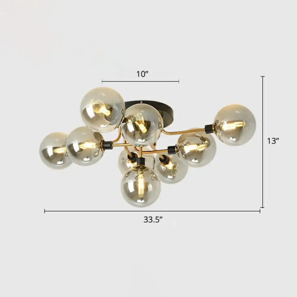 Modern Glass Semi Flush Mount Ceiling Light Fixture - Bubbles Black Finish Bedroom Lighting 9 /