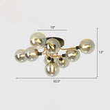 Modern Glass Semi Flush Mount Ceiling Light Fixture - Bubbles Black Finish Bedroom Lighting 9 /