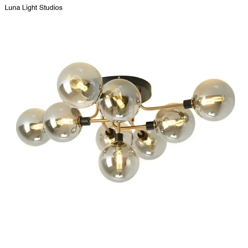 Modern Glass Semi Flush Mount Ceiling Light Fixture - Bubbles Black Finish Bedroom Lighting