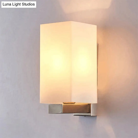 Modern Glass Shade Wall Sconce Light Chrome Finish