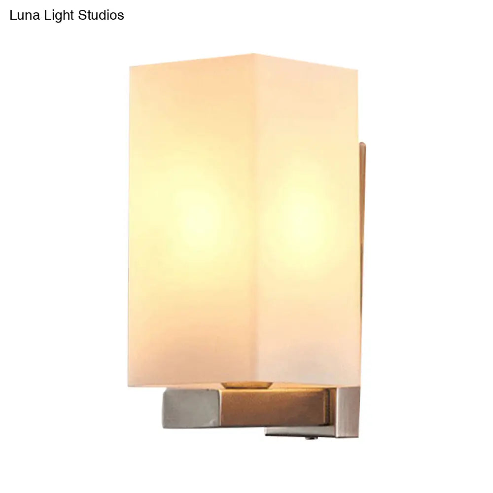 Modern Glass Shade Wall Sconce Light Chrome Finish