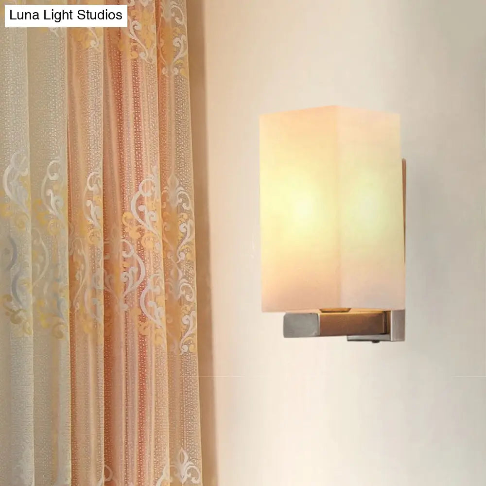 Modern Glass Shade Wall Sconce Light Chrome Finish