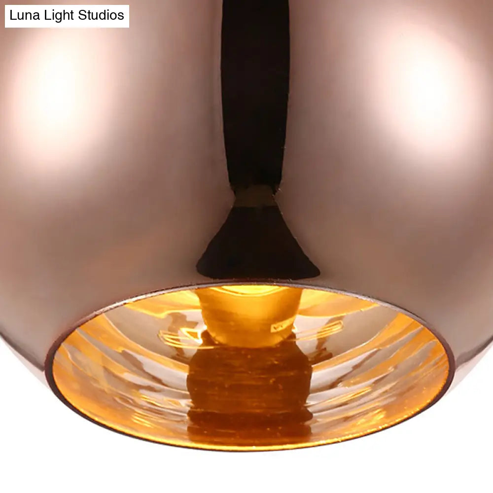 Modern Glass Sphere Pendant Lamp - 1 Light Silver/Copper Finish 6’/8’/10’ Diameter