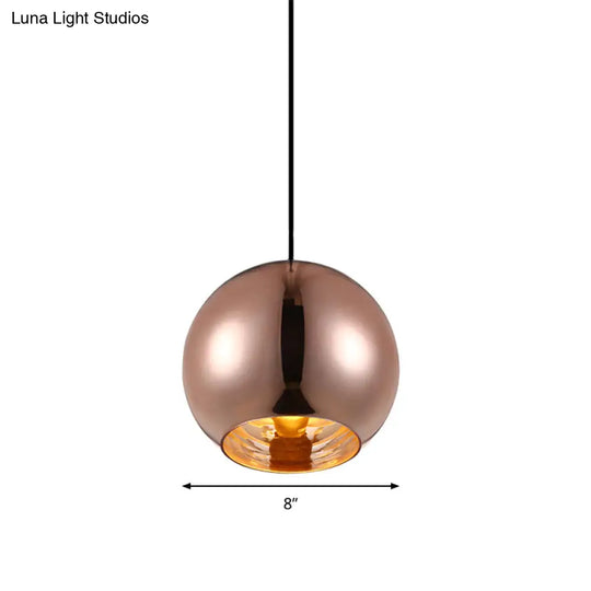 Modern Glass Sphere Pendant Lamp - 1 Light Silver/Copper Finish 6’/8’/10’ Diameter