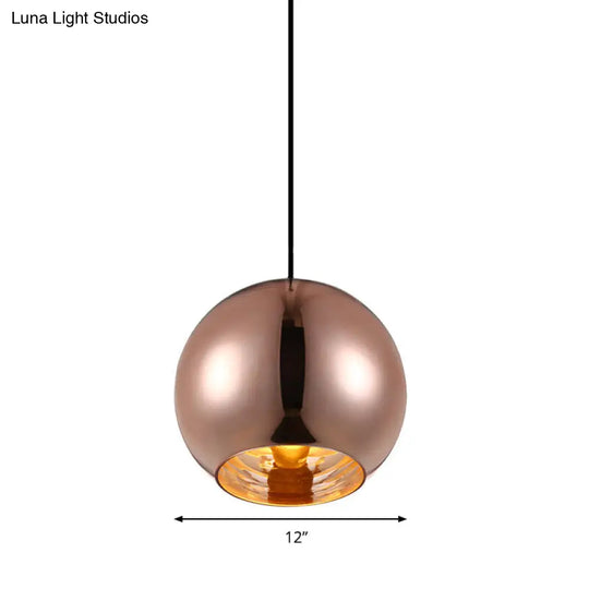 Modern Glass Sphere Hanging Light Fixture - 6/8/10 Wide 1 Silver/Copper Pendant Lamp