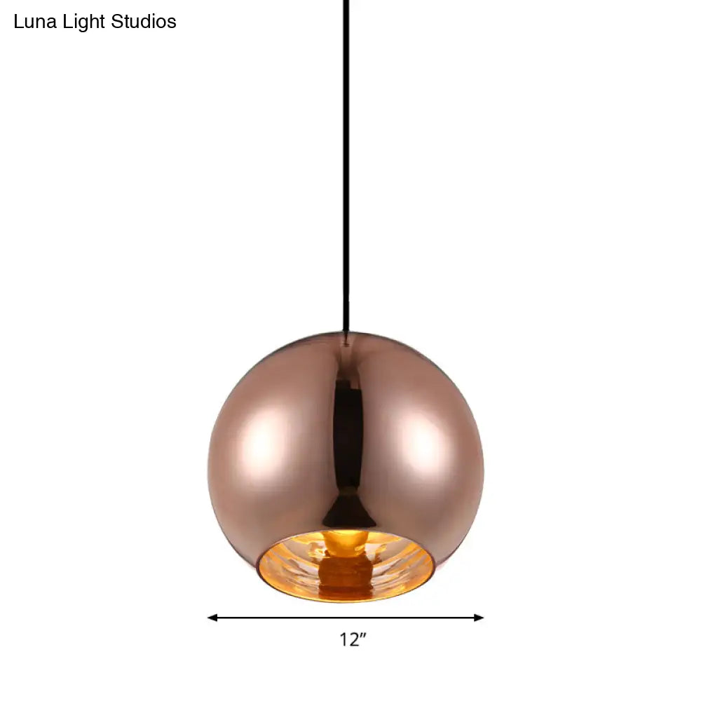 Modern Glass Sphere Pendant Lamp - 1 Light Silver/Copper Finish 6’/8’/10’ Diameter