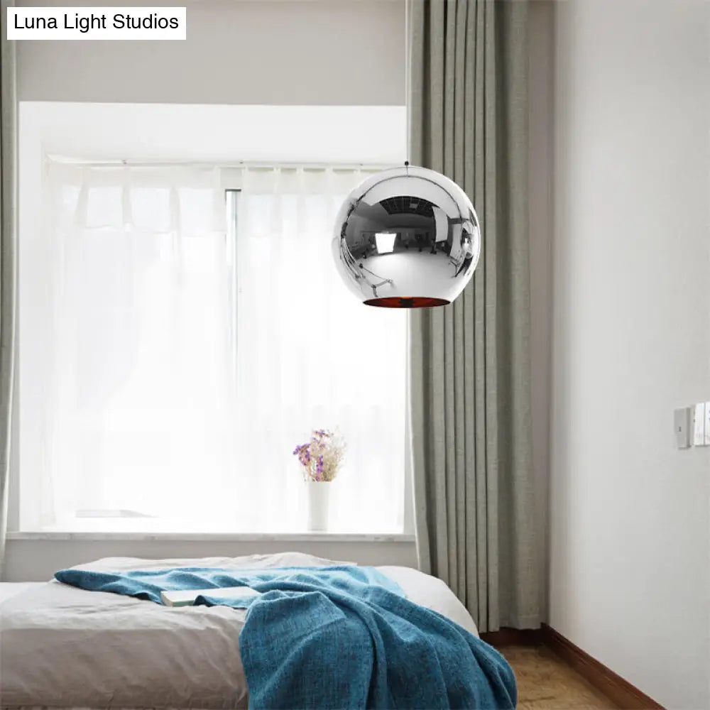 Modern Glass Sphere Hanging Light Fixture - 6/8/10 Wide 1 Silver/Copper Pendant Lamp