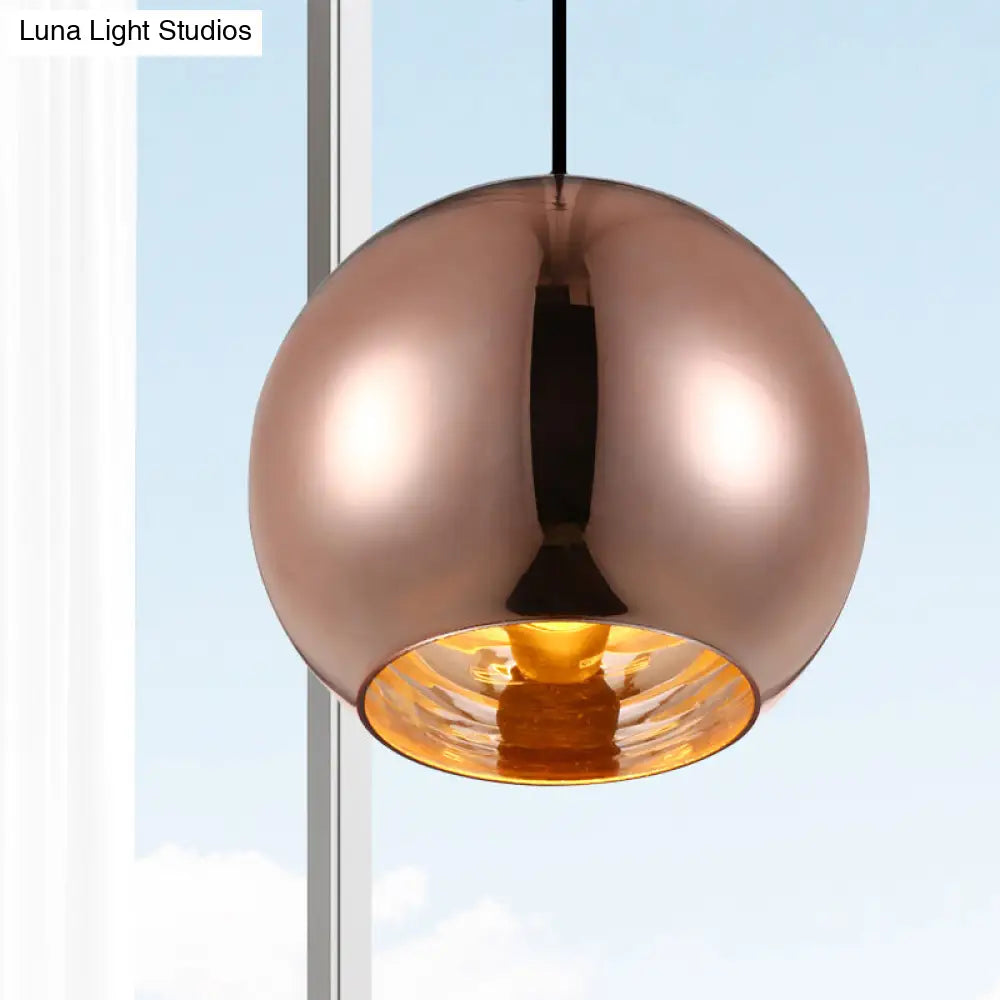 Modern Glass Sphere Hanging Light Fixture - 6/8/10 Wide 1 Silver/Copper Pendant Lamp