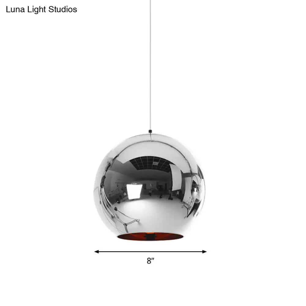 Modern Glass Sphere Hanging Light Fixture - 6/8/10 Wide 1 Silver/Copper Pendant Lamp