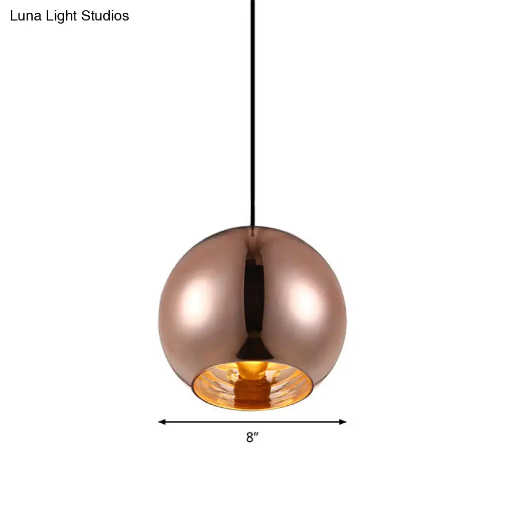 Modern Glass Sphere Hanging Light Fixture - 6/8/10 Wide 1 Silver/Copper Pendant Lamp