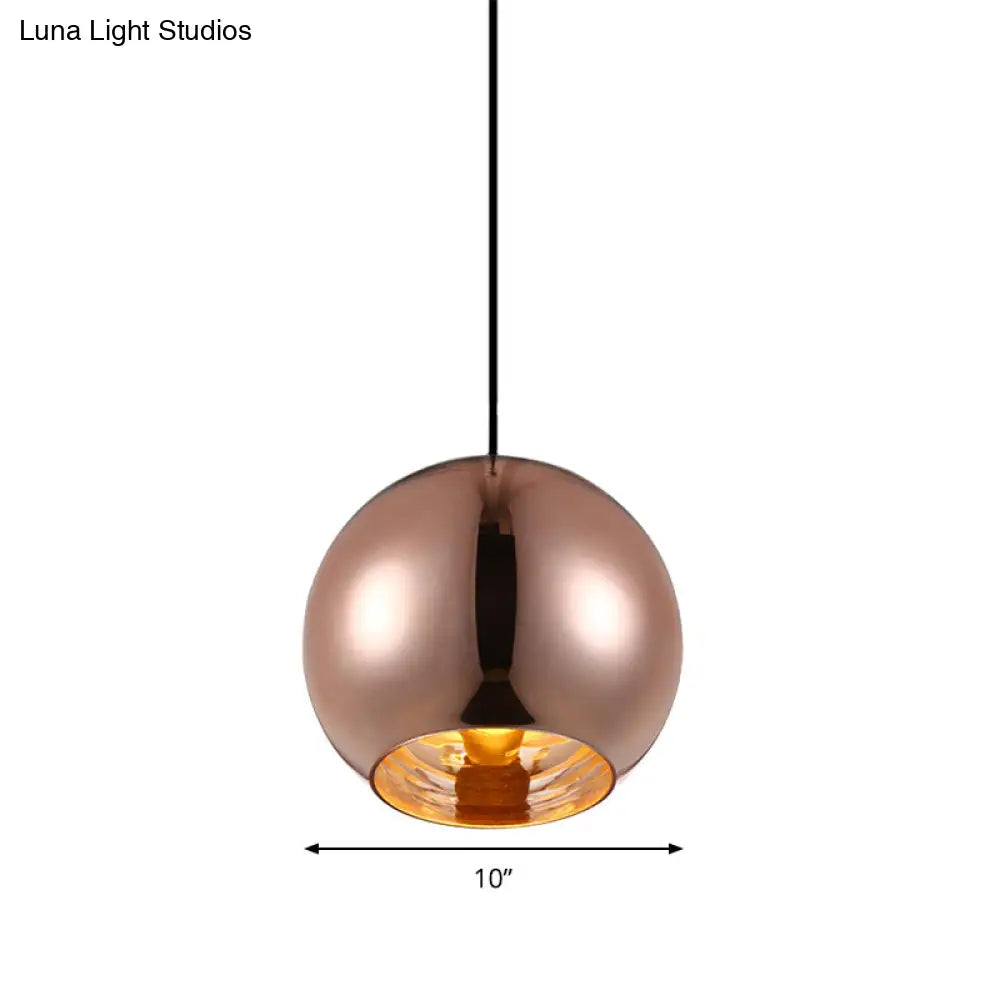 Modern Glass Sphere Pendant Lamp - 1 Light Silver/Copper Finish 6’/8’/10’ Diameter