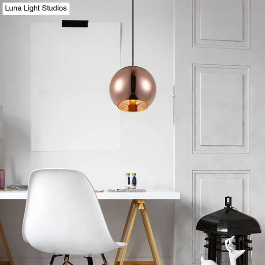 Modern Glass Sphere Pendant Lamp - 1 Light Silver/Copper Finish 6’/8’/10’ Diameter