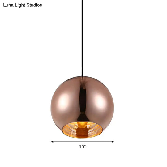 Modern Glass Sphere Hanging Light Fixture - 6/8/10 Wide 1 Silver/Copper Pendant Lamp