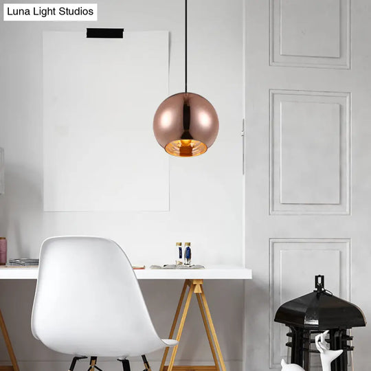 Modern Glass Sphere Hanging Light Fixture - 6/8/10 Wide 1 Silver/Copper Pendant Lamp