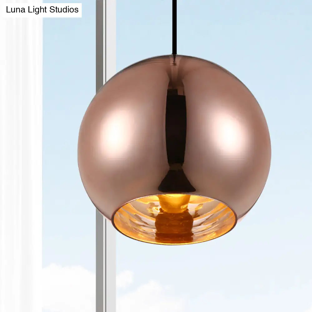 Modern Glass Sphere Pendant Lamp - 1 Light Silver/Copper Finish 6’/8’/10’ Diameter