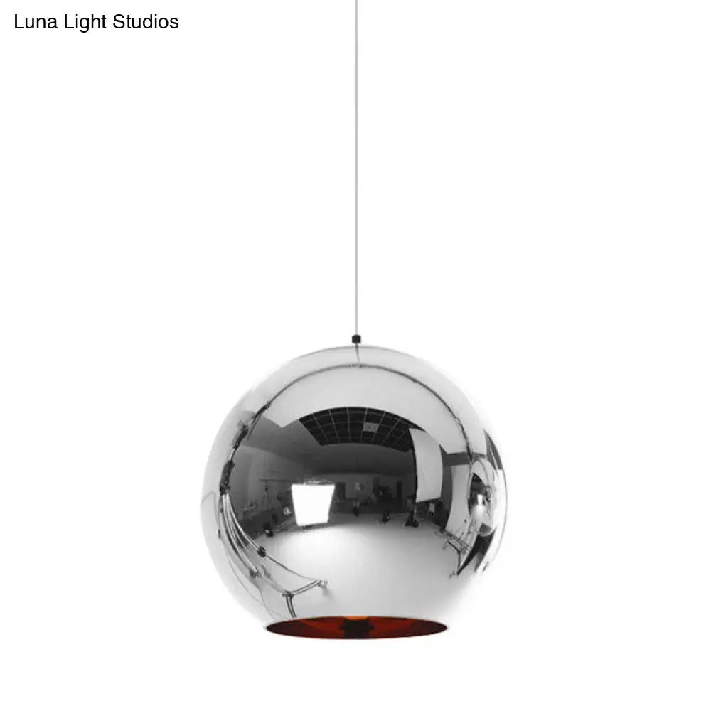 Modern Glass Sphere Hanging Light Fixture - 6/8/10 Wide 1 Silver/Copper Pendant Lamp