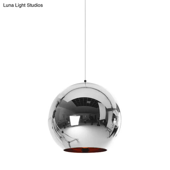 Modern Glass Sphere Hanging Light Fixture - 6/8/10 Wide 1 Silver/Copper Pendant Lamp