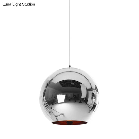 Modern Glass Sphere Pendant Lamp - 1 Light Silver/Copper Finish 6’/8’/10’ Diameter