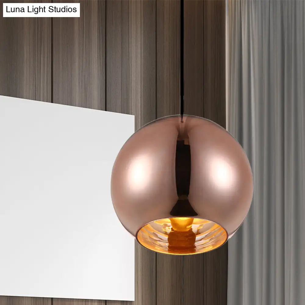 Modern Glass Sphere Hanging Light Fixture - 6/8/10 Wide 1 Silver/Copper Pendant Lamp Copper / 6