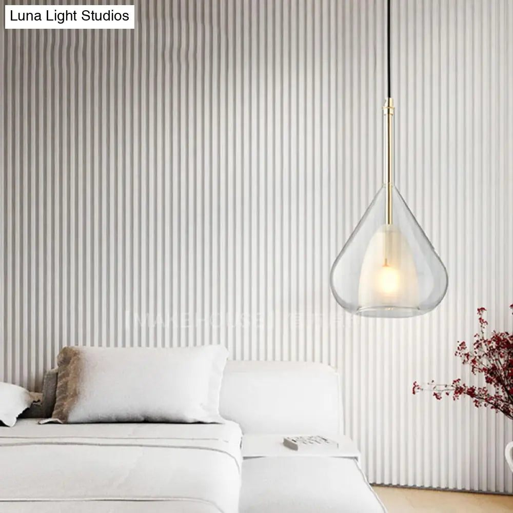 Modern Glass Teardrop Pendant Lamp For Living Room