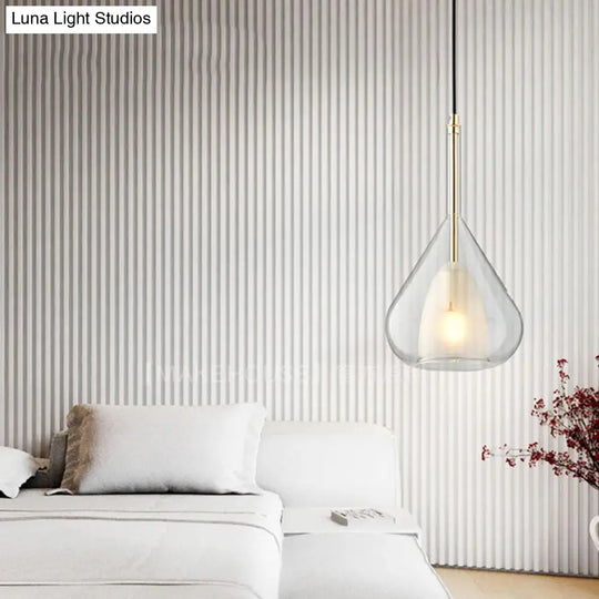 Modern Glass Teardrop Pendant Lamp For Living Room