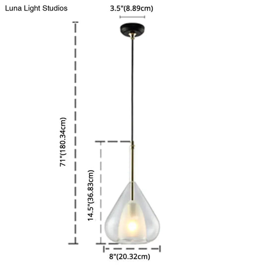 Modern Teardrop Pendant Lamp: Double Glass Living Room Lighting