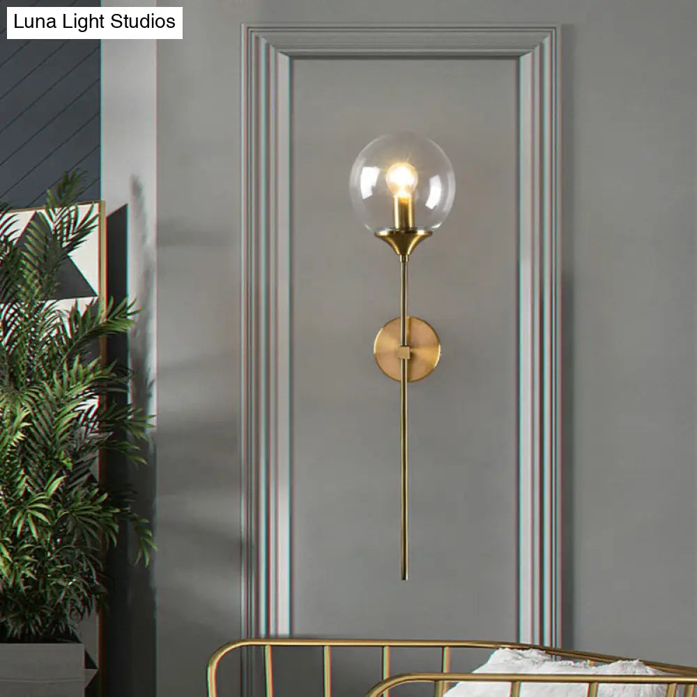 Modern Glass Wall Mount Lamp: Sleek Brass Sconce Light With Pencil Arm