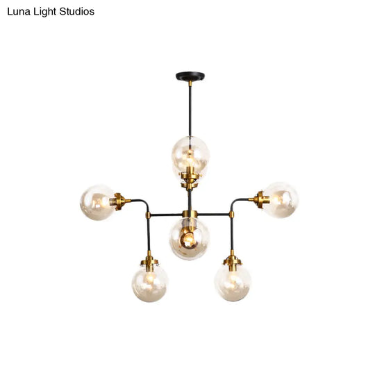 Modern Global Glass Ceiling Chandelier - 8/12 Lights Black Finish Living Room Hanging Light Fixture