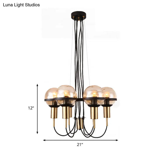 Modern Global Glass Shade Chandelier - 6/8 Lights Brass Living Room Ceiling Light